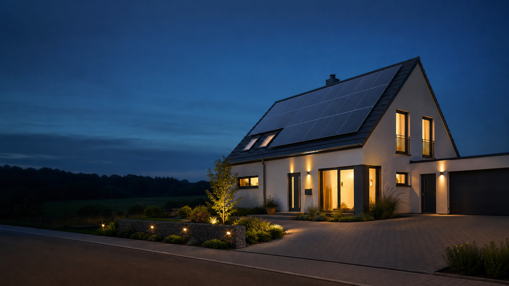 Modernes Haus mit Photovoltaik